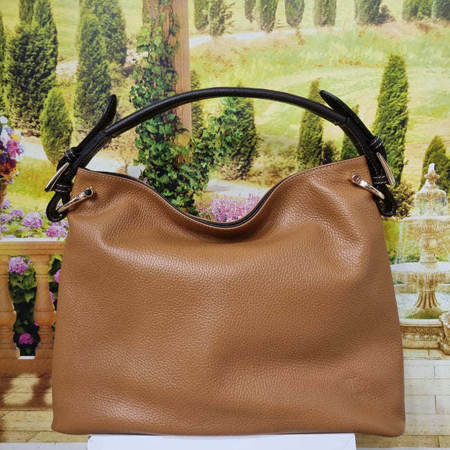 JULIETTE Leather Handbags Vintage Beige Hobo Shoulder Bag Made in USA